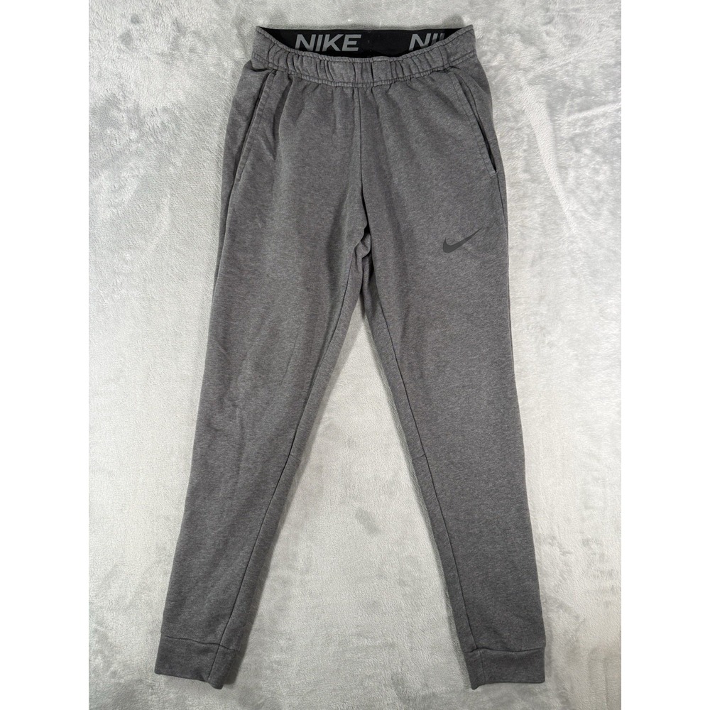 Nike Jogger Mens Small Grey Dri Fit Taper Fitness Fleece Pants